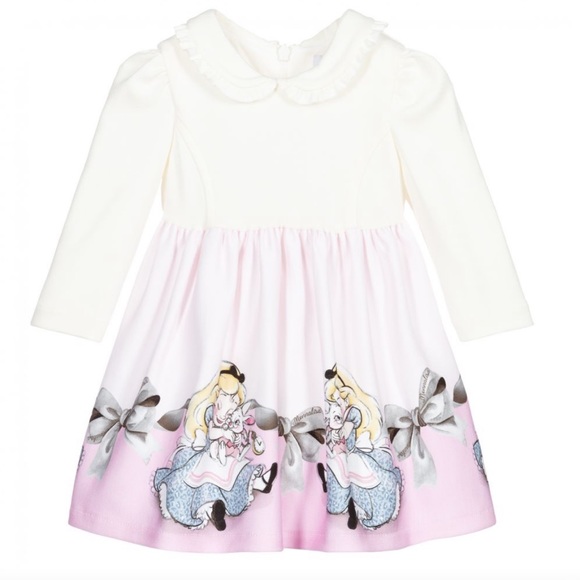 NWT! Monnalisa Ivory & pink Disney Alice & Wonderland dress! Hard to find! - Picture 6 of 7